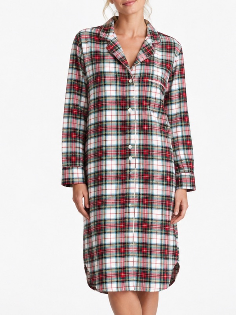 $75 Lands End Women's Cotton Flannel Long Sleeve Sleepshirt Nightgown XL 18